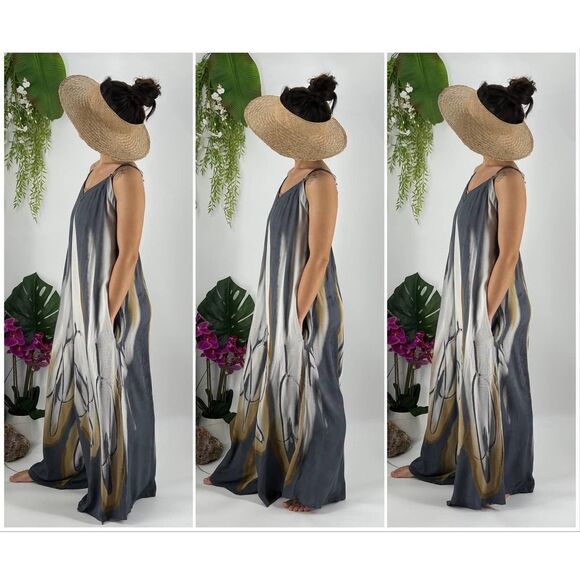 Pōʻalima Romper Boho Beach Cover-Up Wide Leg Adjustable Shoulder Strap One Size - Picture 1 of 9